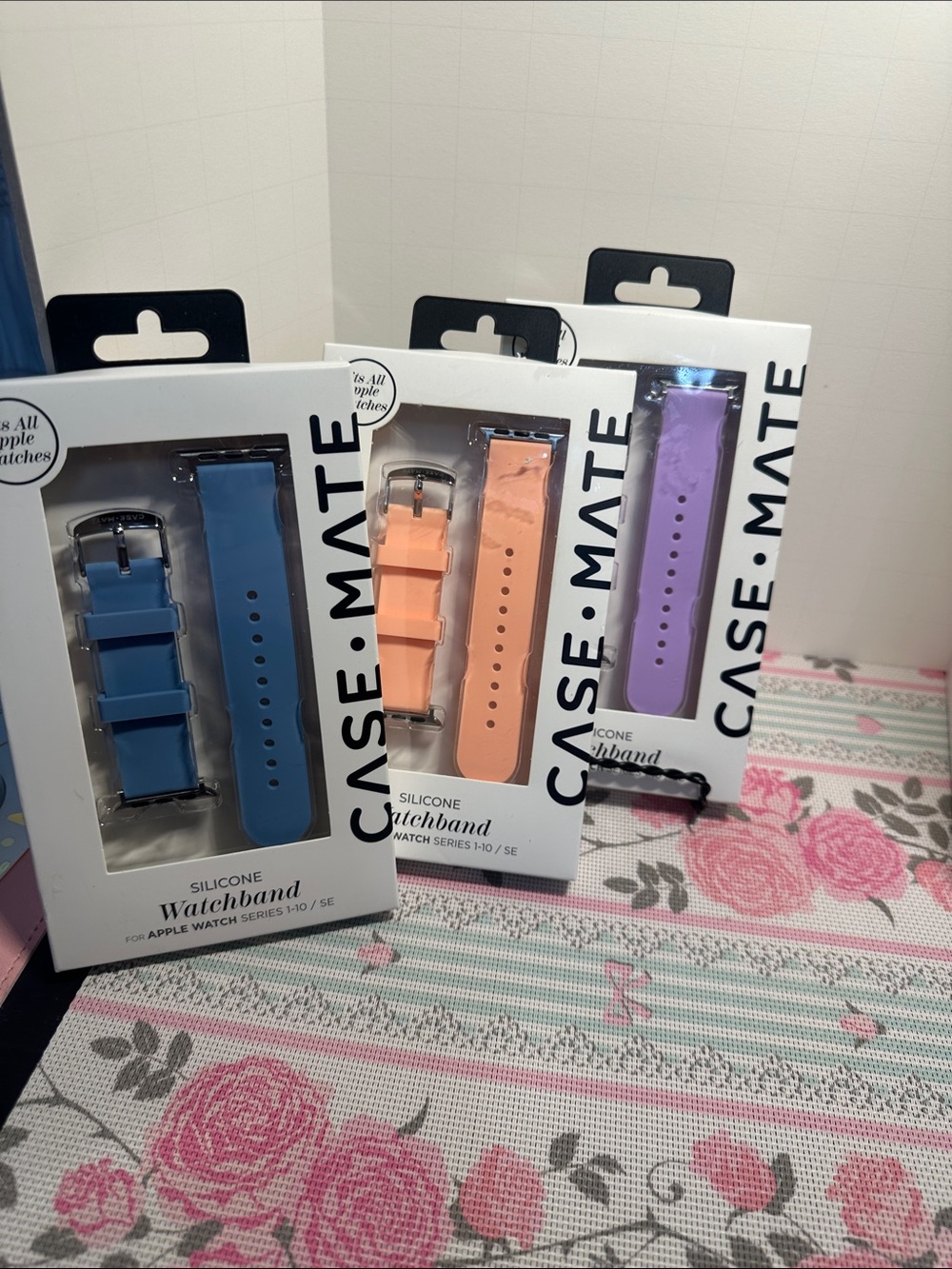 case-mate Silicone Apple Watch Bands - Blue, Peach, Lavender NWT